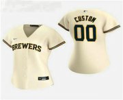 Wholesale Cheap Women's Custom Milwaukee Brewers 2020 Cream Home Nike Jersey