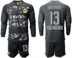 Wholesale Cheap Dortmund #13 Guerreiro Away Long Sleeves Soccer Club Jersey