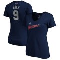 Wholesale Cheap National League #9 Javier Baez Majestic Women's 2019 MLB All-Star Game Name & Number V-Neck T-Shirt - Navy
