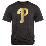 Wholesale Cheap Philadelphia Phillies Fanatics Apparel Gold Collection Tri-Blend T-Shirt Black