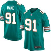 Wholesale Cheap Nike Dolphins #91 Cameron Wake Aqua Green Alternate Youth Stitched NFL Elite Jersey