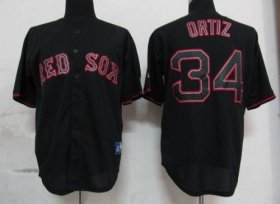 Wholesale Cheap Red Sox #34 David Ortiz Black Fashion Stitched MLB Jersey