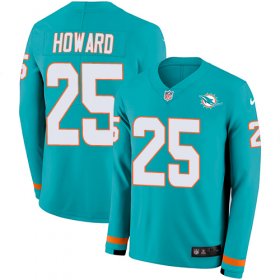 Wholesale Cheap Nike Dolphins #25 Xavien Howard Aqua Green Team Color Men\'s Stitched NFL Limited Therma Long Sleeve Jersey