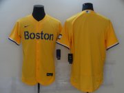 Wholesale Cheap Men's Boston Red Sox Blank Gold 2021 City Connect Stitched MLB Flex Base Nike Jersey