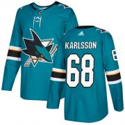 Wholesale Cheap Adidas Sharks #68 Melker Karlsson Teal Home Authentic Stitched NHL Jersey