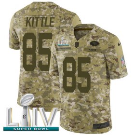 Wholesale Cheap Nike 49ers #85 George Kittle Camo Super Bowl LIV 2020 Men\'s Stitched NFL Limited 2018 Salute To Service Jersey