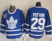 Wholesale Cheap Maple Leafs #29 Felix Potvin Blue 75th CCM Throwback Stitched NHL Jersey