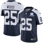 Wholesale Cheap Nike Cowboys #25 Xavier Woods Navy Blue Thanksgiving Men's Stitched With Established In 1960 Patch NFL Vapor Untouchable Limited Throwback Jersey