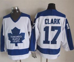 Wholesale Cheap Maple Leafs #17 Wendel Clark White/Blue CCM Throwback Stitched NHL Jersey