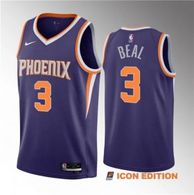 Wholesale Cheap Men\'s Phoenix Suns #3 Bradley Beal Purple Icon Edition Stitched Basketball Jersey