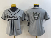 Wholesale Cheap Women's Las Vegas Raiders Grey Team Big Logo With Patch Cool Base Stitched Baseball Jersey