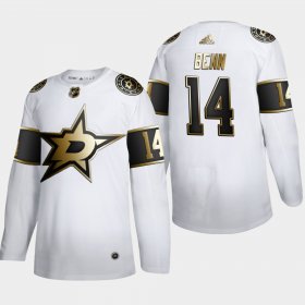 Wholesale Cheap Dallas Stars #14 Jamie Benn Men\'s Adidas White Golden Edition Limited Stitched NHL Jersey