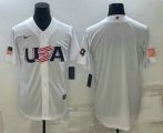 Cheap Men's USA Baseball 2023 White World Baseball Blank Classic Replica Stitched Jerseys