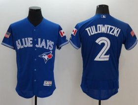 Wholesale Cheap Blue Jays #2 Troy Tulowitzki Blue Fashion Stars & Stripes Flexbase Authentic Stitched MLB Jersey