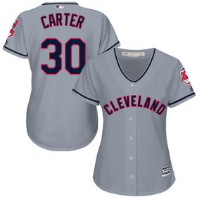 Wholesale Cheap Indians #30 Joe Carter Grey Road Women\'s Stitched MLB Jersey