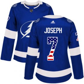 Cheap Adidas Lightning #7 Mathieu Joseph Blue Home Authentic USA Flag Women\'s Stitched NHL Jersey