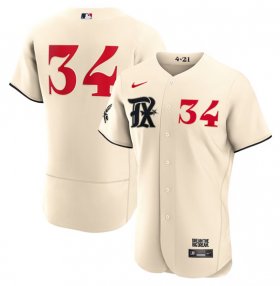 Cheap Men\'s Texas Rangers #34 Nolan Ryan Cream 2023 City Connect Flex Base Stitched Baseball Jersey