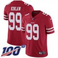 Wholesale Cheap Nike 49ers #99 Javon Kinlaw Red Team Color Youth Stitched NFL 100th Season Vapor Untouchable Limited Jersey