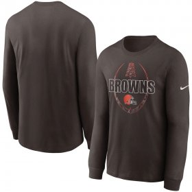 Wholesale Cheap Cleveland Browns Nike Icon Legend Performance Long Sleeve T-Shirt Brown