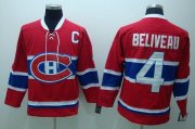 Wholesale Cheap Canadiens #4 Jean Beliveau Stitched Red CH CCM Throwback NHL Jersey