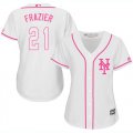 Wholesale Cheap Mets #21 Todd Frazier White/Pink Fashion Women's Stitched MLB Jersey