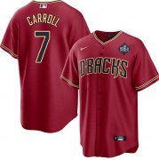 Men's Arizona Diamondbacks #7 Corbin Carroll Red 2023 World Series Cool Base Stitched Baseball Jersey