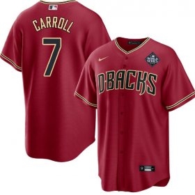 Men\'s Arizona Diamondbacks #7 Corbin Carroll Red 2023 World Series Cool Base Stitched Baseball Jersey