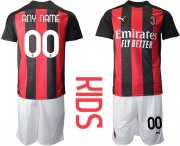 Wholesale Cheap Youth 2020-2021 club AC milan home customized red Soccer Jerseys