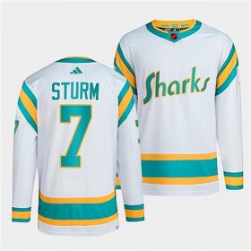 Wholesale Cheap Men\'s San Jose Sharks #7 Nico Sturm White 2022 Reverse Retro Stitched Jersey