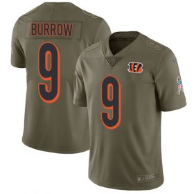 Wholesale Cheap Nike Bengals #9 Joe Burrow Olive Men\'s Stitched NFL Limited 2017 Salute To Service Jersey