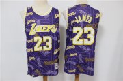 Wholesale Cheap Men's Los Angeles Lakers #23 LeBron James Purple Tear Up Pack Mitchell & Ness Swingman Jeresy