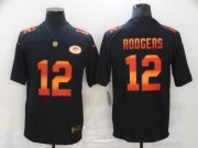 Wholesale Cheap Men's Green Bay Packers #12 Aaron Rodgers Black Red Orange Stripe Vapor Limited Nike NFL Jersey