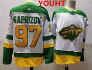 Wholesale Cheap Youth Minnesota Wild #97 Kirill Kaprizov 2021 White Retro Stitched NHL Jersey