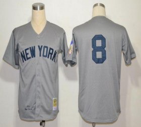 Wholesale Cheap Mitchell And Ness 1951 Yankees #8 Yogi Berra Grey Throwback Stitched MLB Jersey