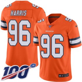 Wholesale Cheap Nike Broncos #96 Shelby Harris Orange Youth Stitched NFL Limited Rush 100th Season Jersey