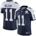 Wholesale Cheap Nike Cowboys #11 Cedrick Wilson Navy Blue Thanksgiving Men's Stitched With Established In 1960 Patch NFL Vapor Untouchable Limited Throwback Jersey