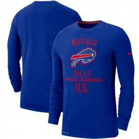 Wholesale Cheap Men\'s Buffalo Bills Nike Royal 2019 Salute to Service Sideline Performance Long Sleeve Shirt