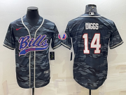 Wholesale Cheap Men's Buffalo Bills Blank #14 Stefon Diggs Grey Navy Camo With Patch Cool Base Stitched Baseball Jersey