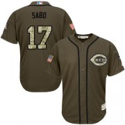 Wholesale Cheap Reds #17 Chris Sabo Green Salute to Service Stitched MLB Jersey