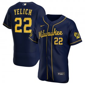 Wholesale Cheap Milwaukee Brewers Christian Yelich Men\'s Nike Navy Alternate 2020 Authentic Player MLB Jersey