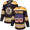 Wholesale Cheap Adidas Bruins #88 David Pastrnak Black Home Authentic USA Flag Youth Stitched NHL Jersey