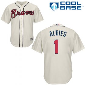 Wholesale Cheap Braves #1 Ozzie Albies Cream Cool Base Stitched Youth MLB Jersey