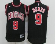 Wholesale Cheap Men's Chicago Bulls #9 Rajon Rondo Black Revolution 30 Swingman Adidas Basketball Jersey