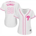 Wholesale Cheap Phillies #20 Mike Schmidt White/Pink Fashion Women's Stitched MLB Jersey