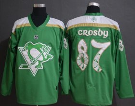 Wholesale Cheap Adidas Penguins #87 Sidney Crosby Green Authentic 2019 St. Patrick\'s Day Stitched NHL Jersey
