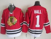 Wholesale Cheap Blackhawks #1 Glenn Hall Stitched Red CCM Throwback NHL Jersey