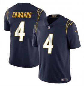 Cheap Men\'s Los Angeles Chargers #4 Gus Edwards Navy Vapor Limited Football Stitched Jersey