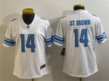 Cheap Women's Detroit Lions #14 Amon-Ra St. Brown White Vapor Limited Stitched Football Jersey(Run Smaller)