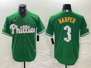 Cheap Men's Philadelphia Phillies #3 Bryce Harper Green 2024 City Connect Stitched Jersey