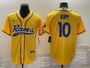 Wholesale Cheap Men's Los Angeles Rams #10 Cooper Kupp Yellow Stitched Cool Base Nike Baseball Jersey